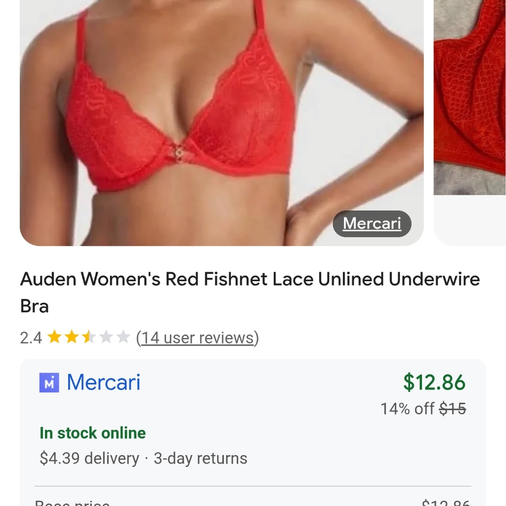 Auden Red Lace Underwire Bra